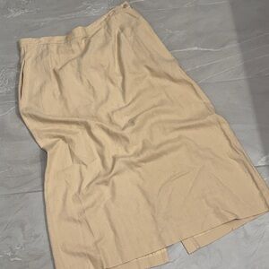 Talbots Beige Linen Blend Midi Skirt Classic Neutral Summer Skirt